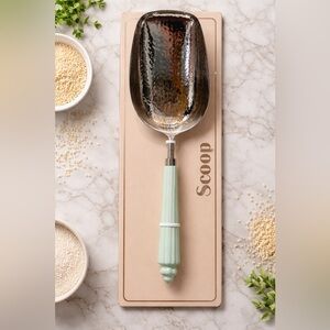 Large Hammered Silver and Mint Green Ice Scoop - perfect for any bar! New